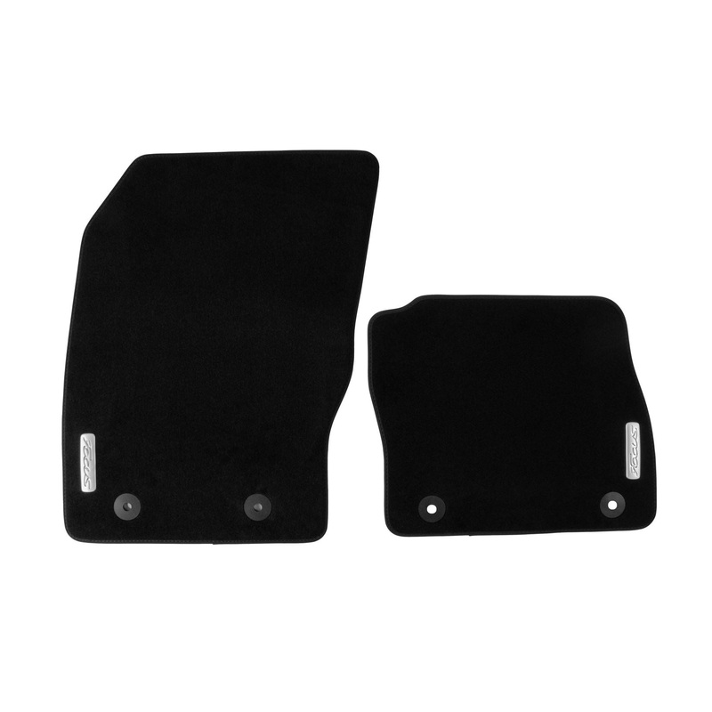 FOCUS VELOUR FRONT FLOOR MATS BLACK WITH LOGO 2011-2018
