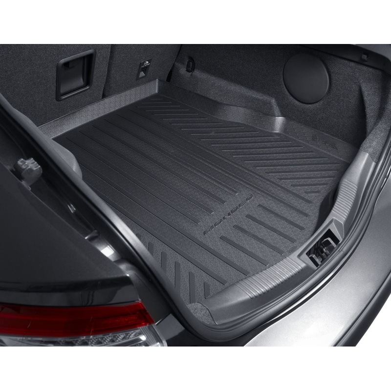 MONDEO REAR RUBBER BOOT LINER, BLACK WITH MONDEO LOGO, FOR VEHICLE WITH MINI SPARE WHEEL OR TYRE REPAIR KIT, 2014 – ONWARDS