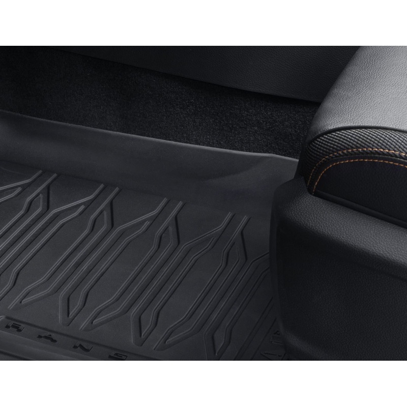 RANGER RUBBER FLOOR MATS TRAY STYLE DESIGN, FRONT, BLACK WITH RANGER LOGO, FOR SINGLE CAB VERSION ONLY, 2012 – ONWARDS