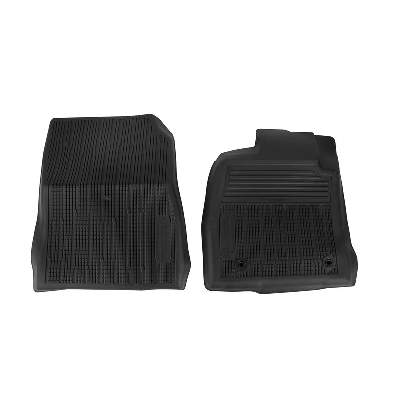 FIESTA AND PUMA RUBBER FLOOR MATS TRAY STYLE WITH RAISED EDGES, FRONT, BLACK, WITHOUT LOGO, 2017 ONWARD