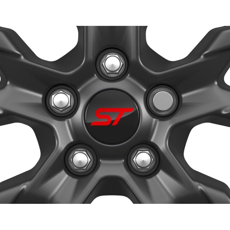 CENTER CAP BUTTON TYPE,GLOSS BLACK,WITH RED ST LOGO
