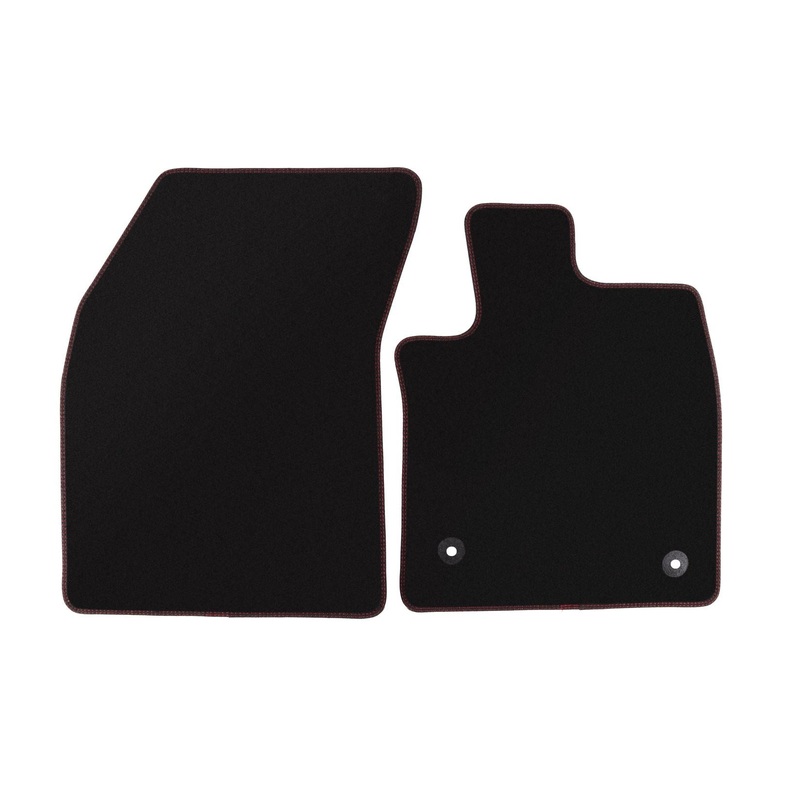 FOCUS FROM 04/2018 VELOUR FLOOR MATS FRONT,BLACK WITH RED STITCHING