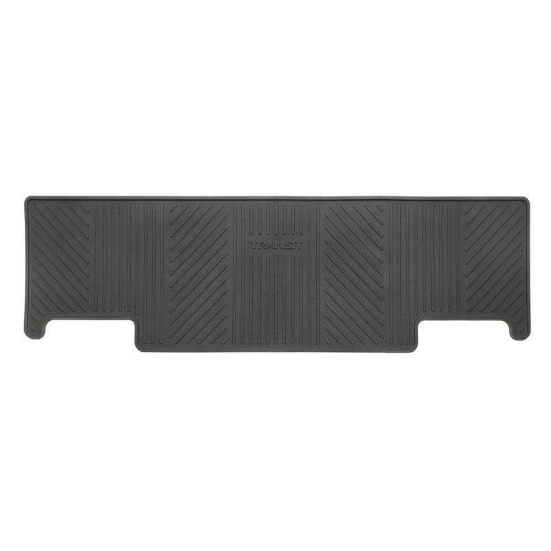 TRANSIT CUSTOM RUBBER FLOOR MATS REAR, BLACK WITH TRANSIT LOGO, FOR 2ND SEAT ROW