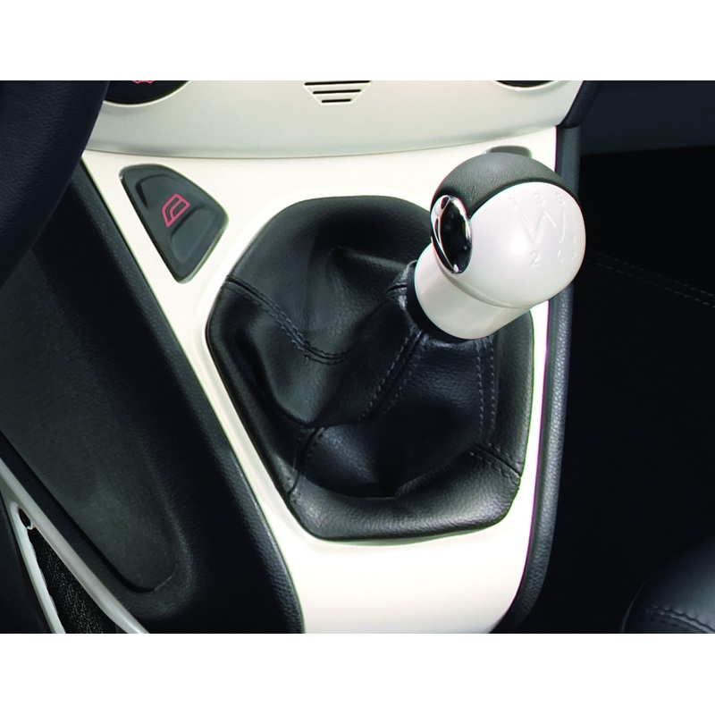 KA GEAR LEVER KNOB PEARL WHITE WITH BLACK LEATHER INSERT