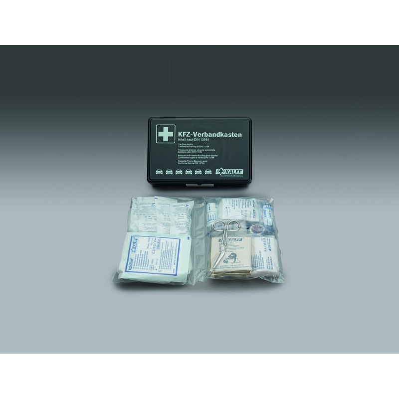 KALFF* FIRST AID KIT IN BLACK PLASTIC BOX