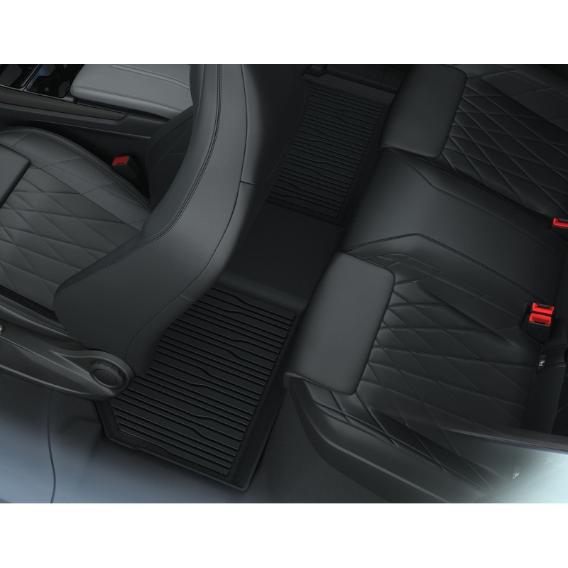 ALL-ELECTRIC EXPLORER & ALL-ELECTRIC FORD CAPRI RUBBER FLOOR MATS REAR, BLACK, TRAY STYLE WITH RAISED EDGES