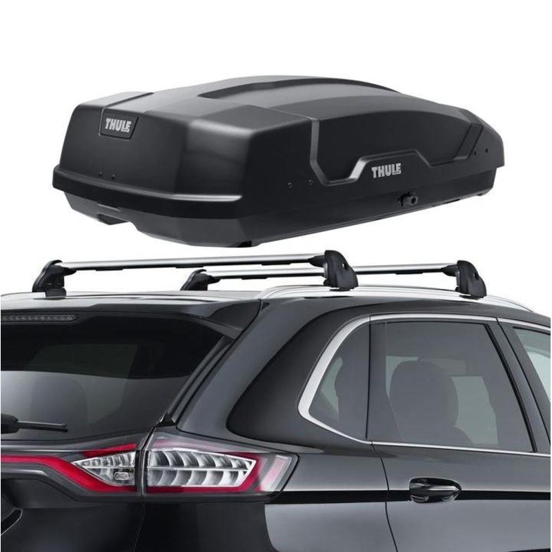 EDGE ROOF CROSS BARS & THULE ROOF BOX FORCE XT S BLACK MATTE