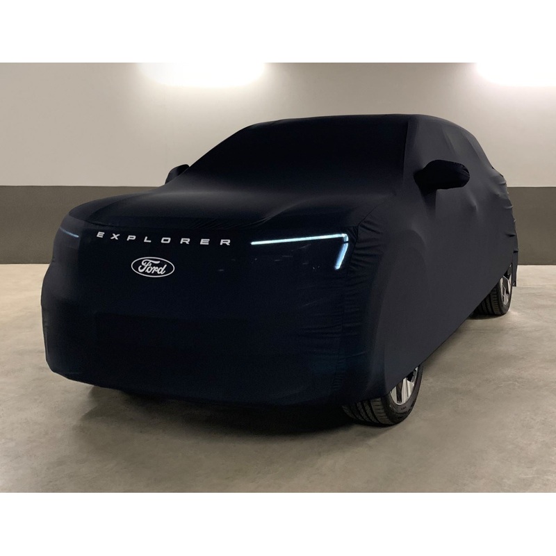 ALL-ELECTRIC EXPLORER PREMIUM PROTECTIVE COVER BLACK WITH WHITE FORD OVAL AND EXPLORER LOGO